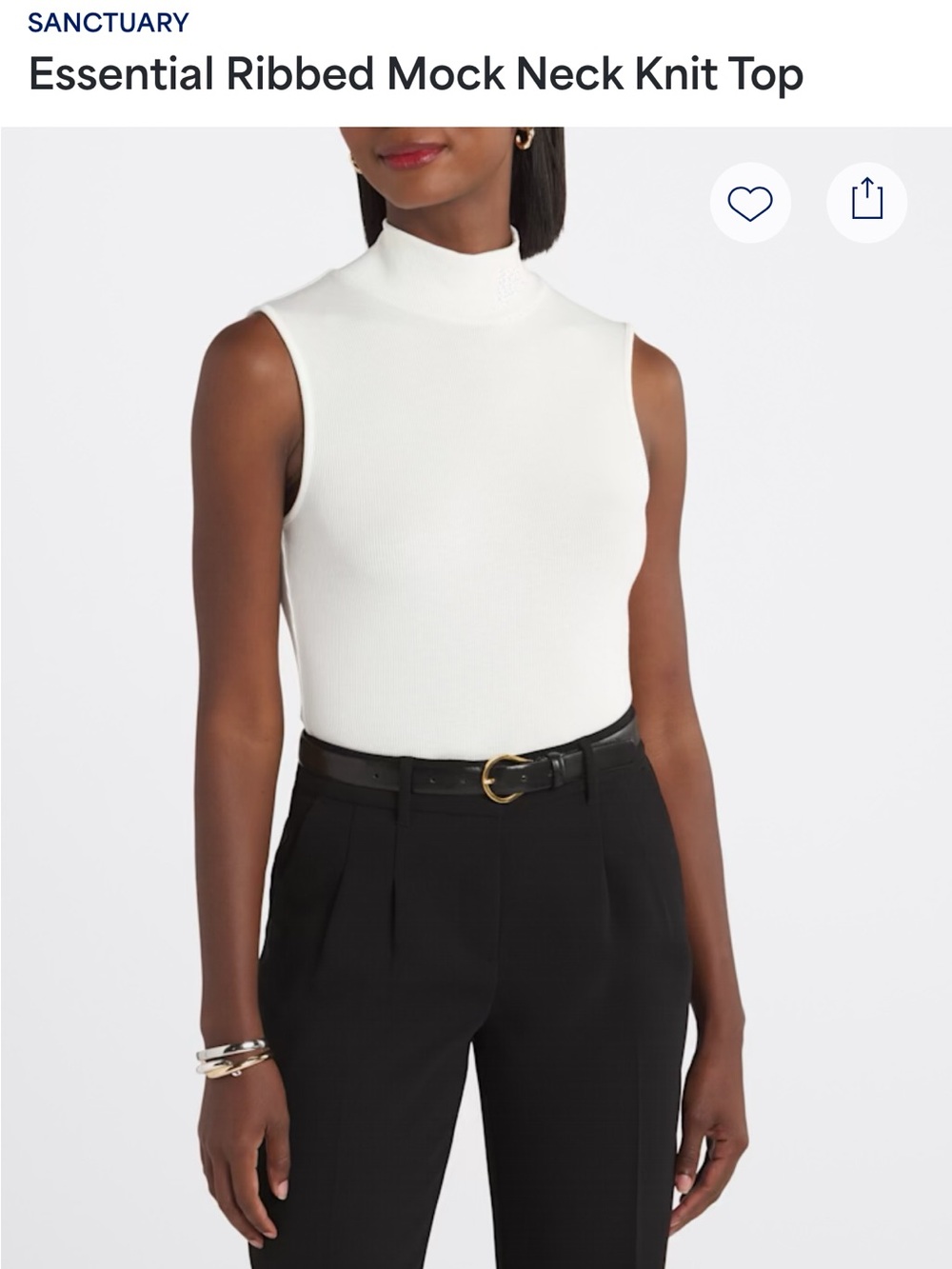 Sanctuary White Ribbed Mock Neck Knit Top